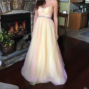 Pink/Yellow Floor Length Prom Dress
